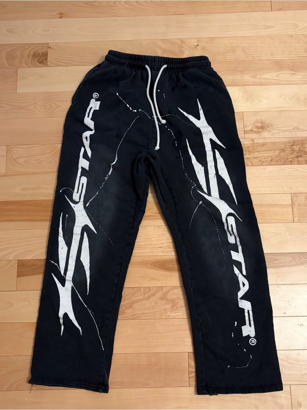 Black Graphic Joggers with White Side Logos